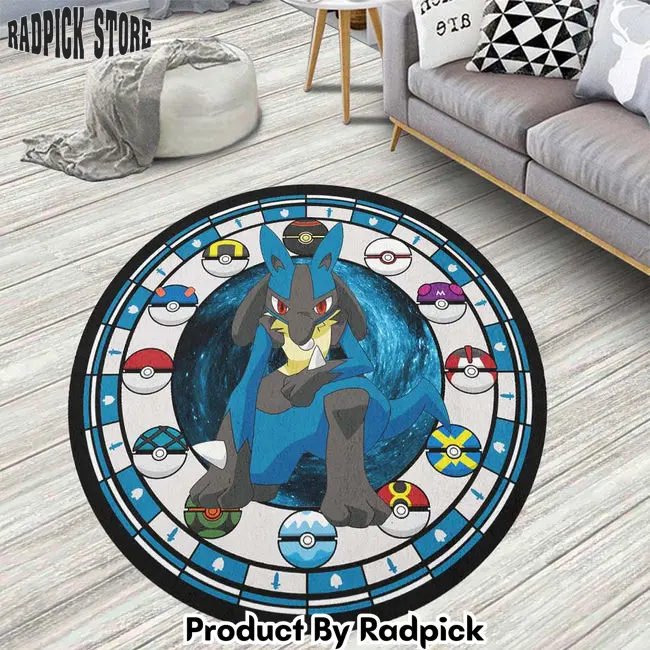 Lucario round rug custom pokemon anime circle carpet  rp5956458